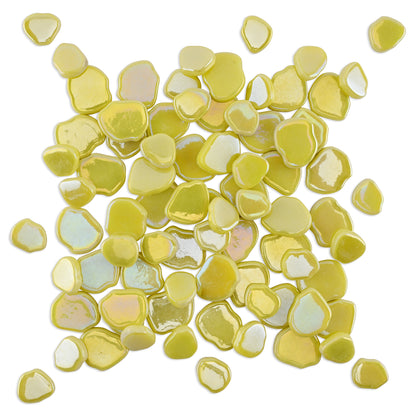 Yellow Blossom Shaped Iridised Mixed Size Glass Pieces 1Kg **School Bulk Buy**