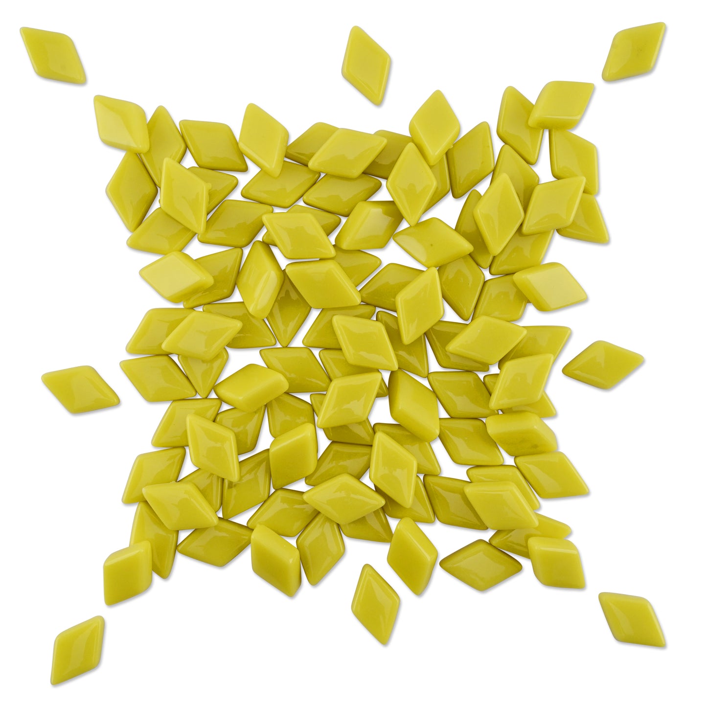 Yellow Diamond Shape Glass Glossy Finish Mosaic Tiles 250g