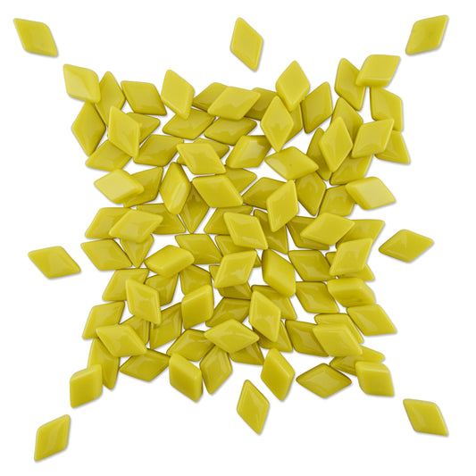 Yellow Diamond Shape Glass Glossy Finish Mosaic Tiles 250g