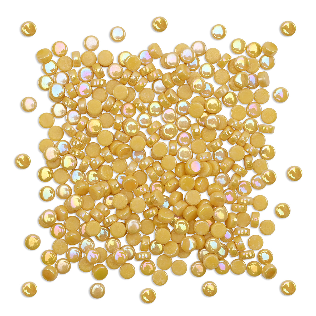Golden Round Glass Dots 8mm Yellow Tiles 100g