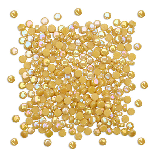 Golden Round Glass Dots 8mm Yellow Tiles 100g