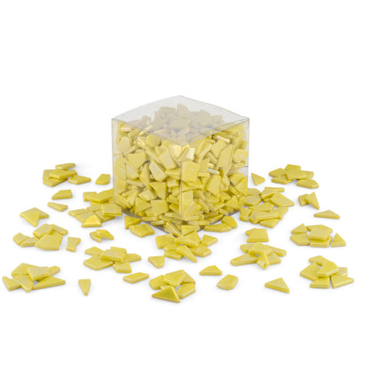 Yellow Irregular Shaped Iridised Glass Tiles 1Kg **School Bulk Buy**