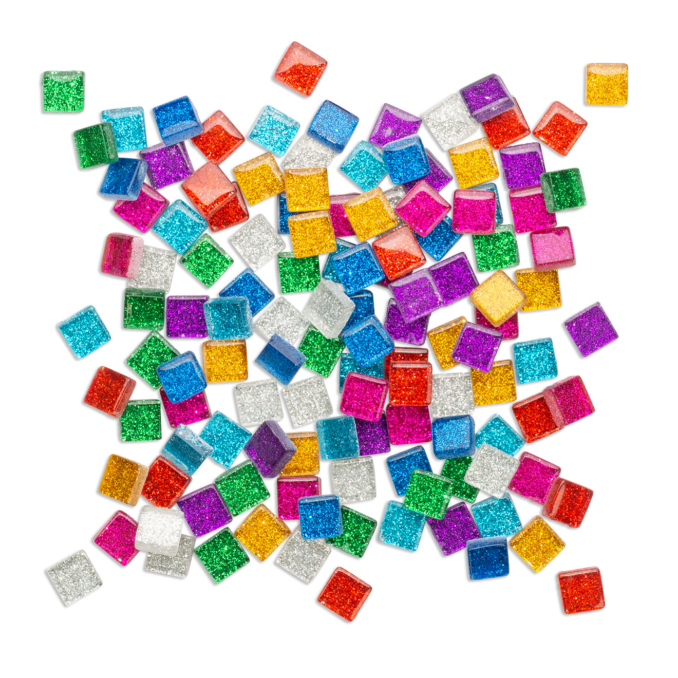 Assorted Glitter Rainbow Mosaic Glass Tiles 250g