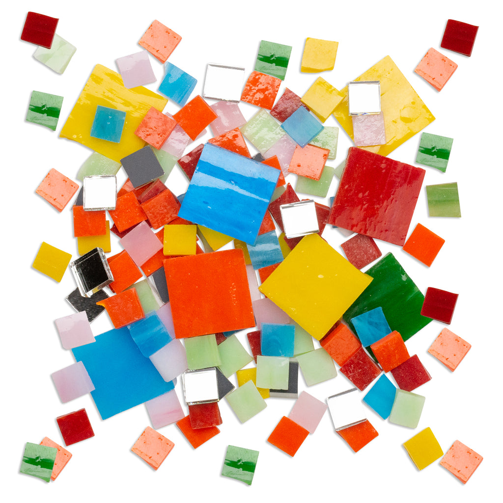 Assorted Theme Rainbow Mosaic Glass Tiles 500g