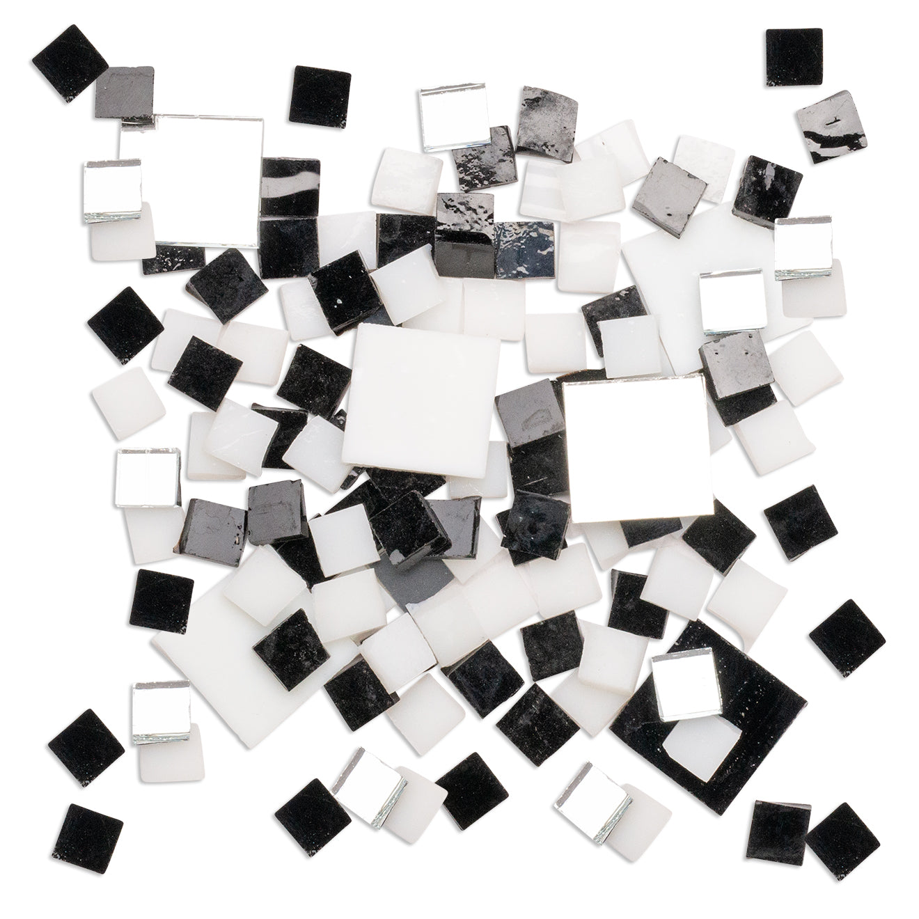 Art Deco Theme Black White Mirror Glass Tiles 500g