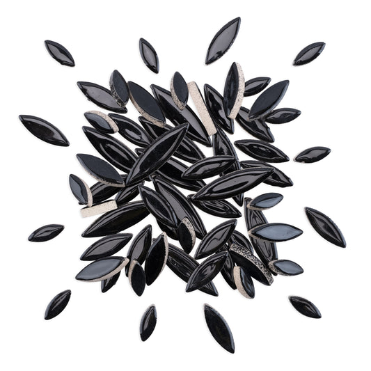 Black Leaf Petal Shaped Ceramic Mosaic Tiles 80g