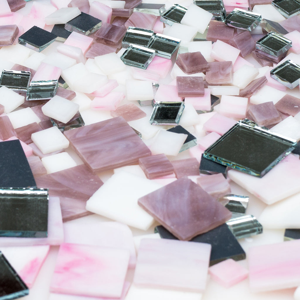 Romance Theme Pink White Mosaic Glass Tiles 500g