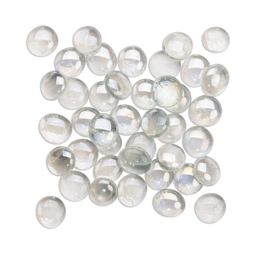 Clear & Iridised Clear Round Glass Mosaic Gem Mix 250g