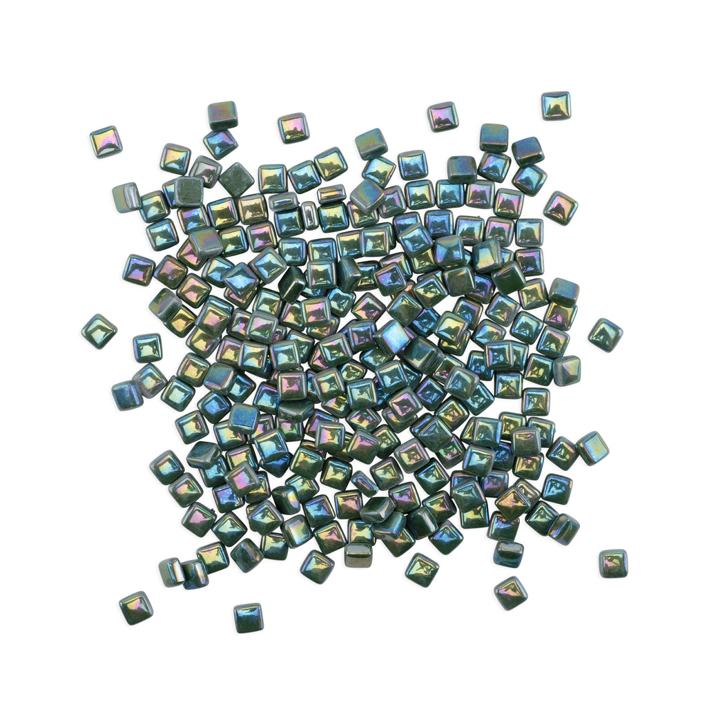 Dark Green Mini Iridised Glass Blocks Mosaic Tiles 250g