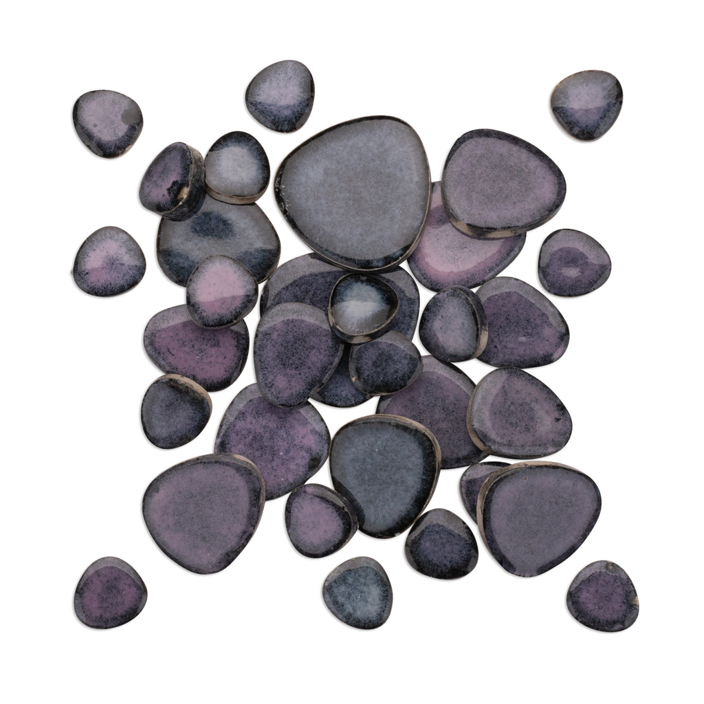 Dusk Purple Blue Glazed Ceramic Pebble Tiles 250g