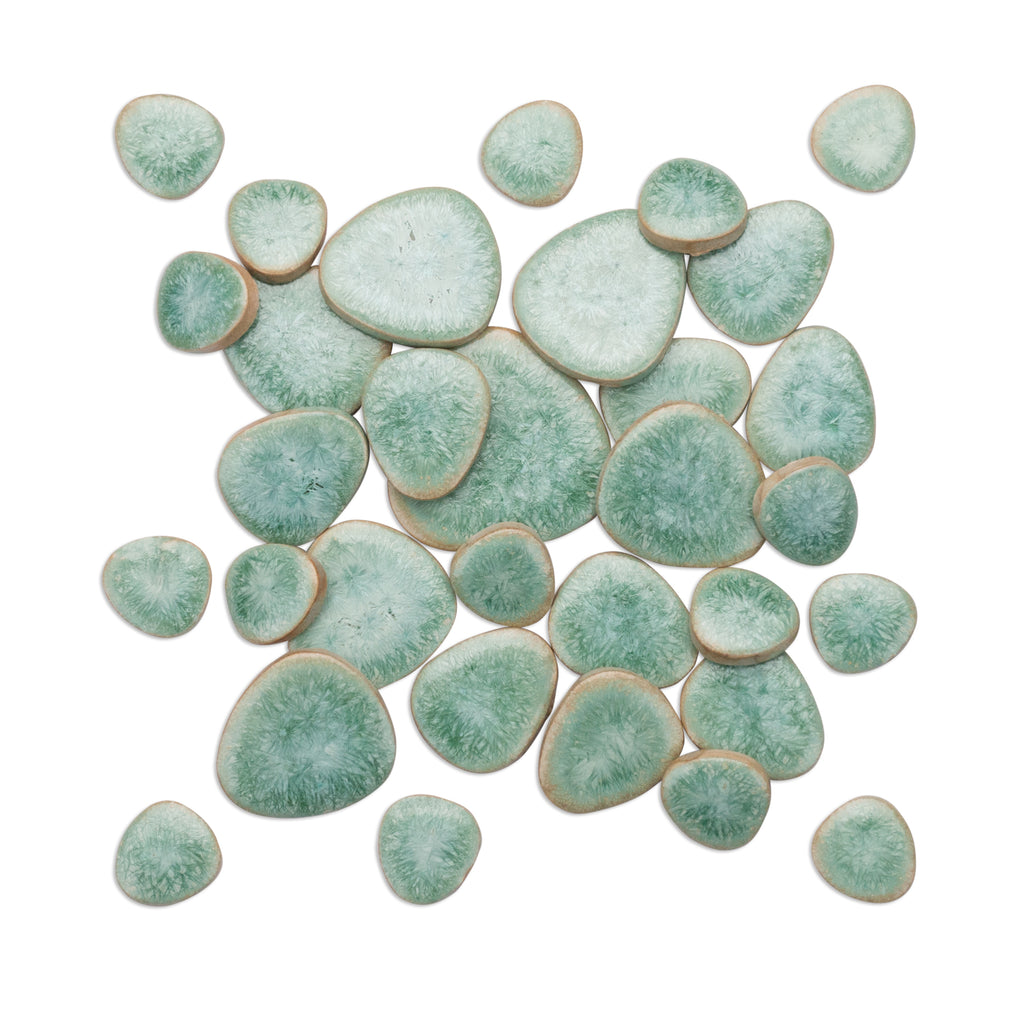 Glacier Green Crystalline Effect Glazed Ceramic Pebble Tiles 250g