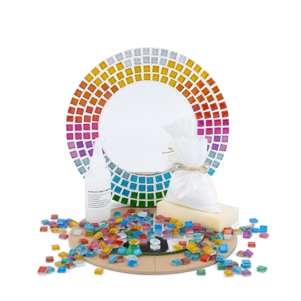 Glitter Rainbow Round Mirror Kit