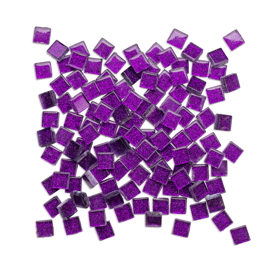 Grape'o'licious Glitter Purple Mosaic Glass Tiles 250g