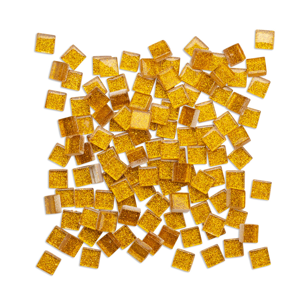 Honeycomb Glitter Gold Mosaic Glass Tiles 250g