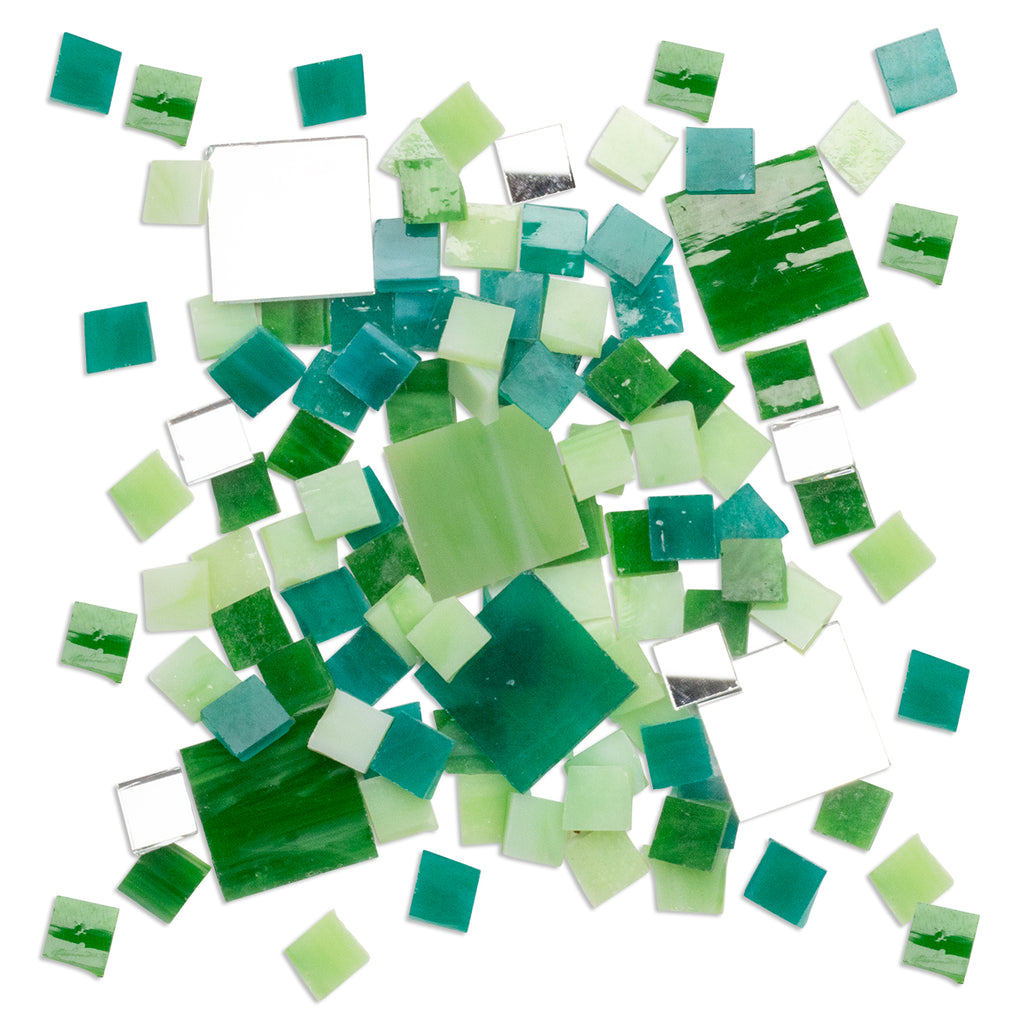 Jungle Theme Green Mosaic Glass Tiles 500g