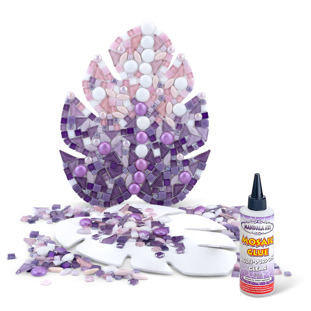 Mindful Moments Pink Purple Mosaic Leaf Craft Kit