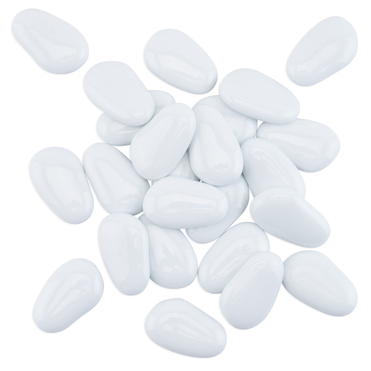 White Giant Flat Glass Pebbles 250g