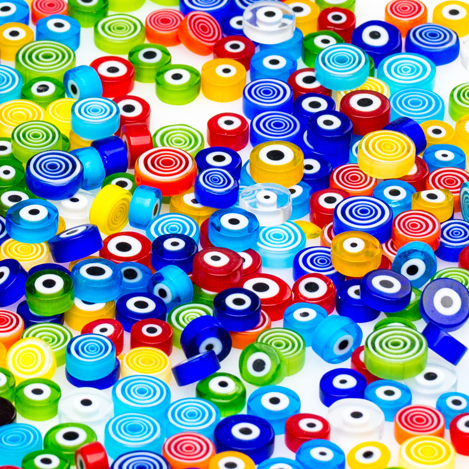 Crazy-Evil Eyes Assorted Millefiori Style Glass 100g