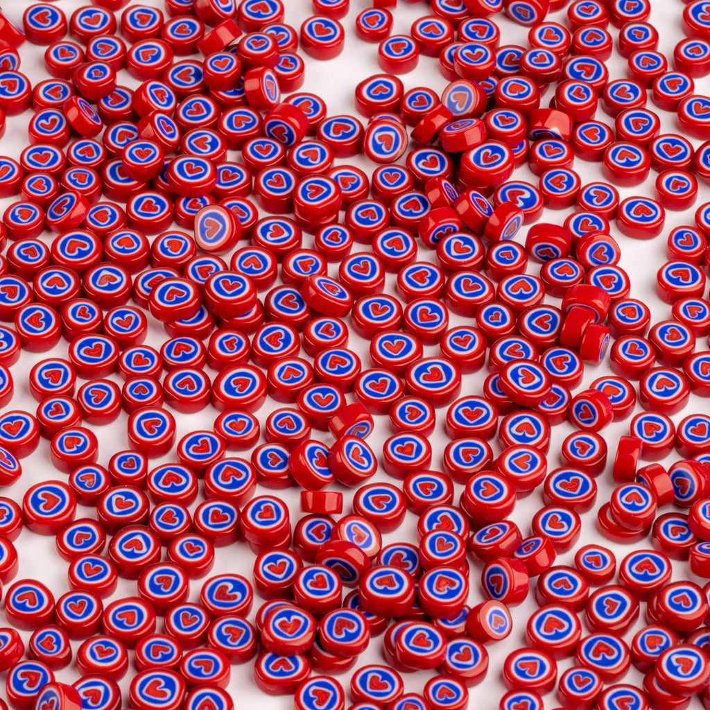 Rosy Hearts Millefiori Style Red Mosaic Glass 100g