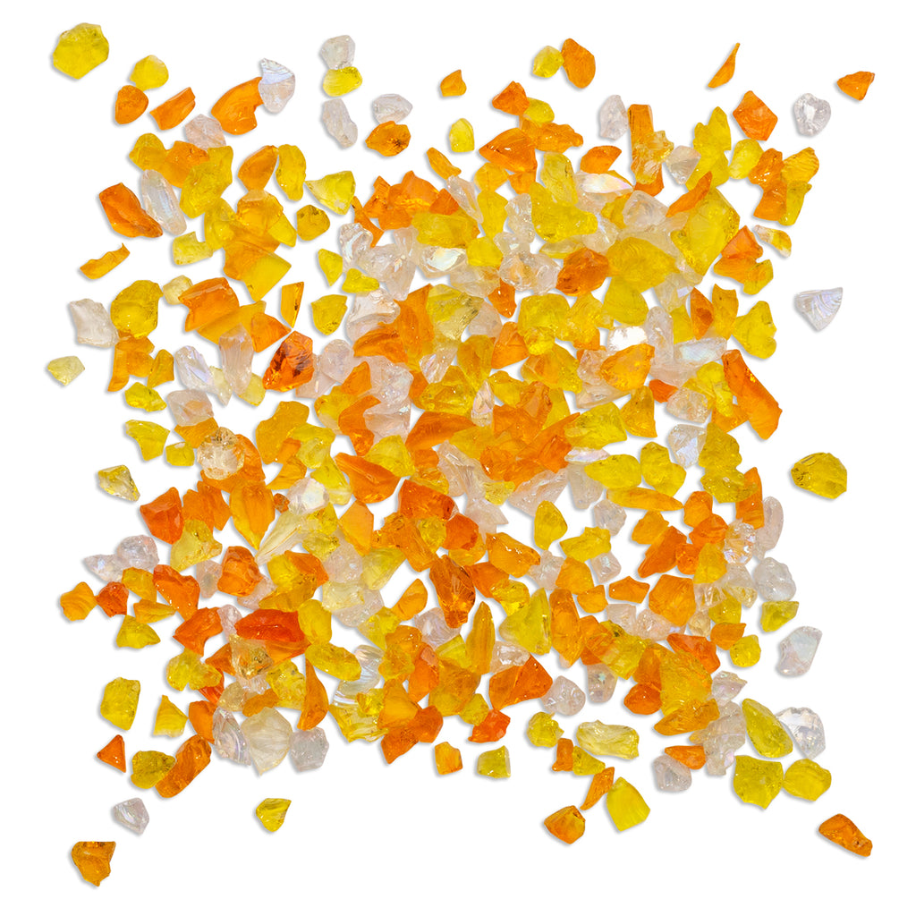 Mini Amber Crush Orange Yellow Mosaic Glass 250g
