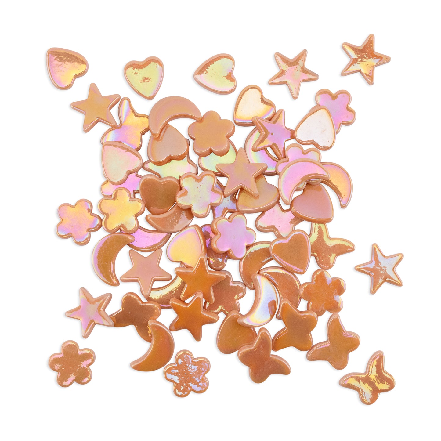 Orange Cutie Pie Iridised Assorted Glass Shapes 250g