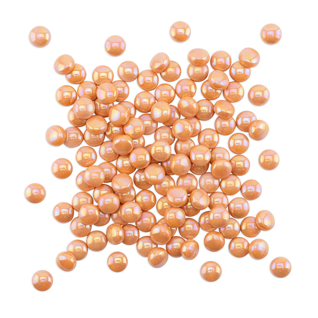 Orange Pearl Round Glass Tiles 250g