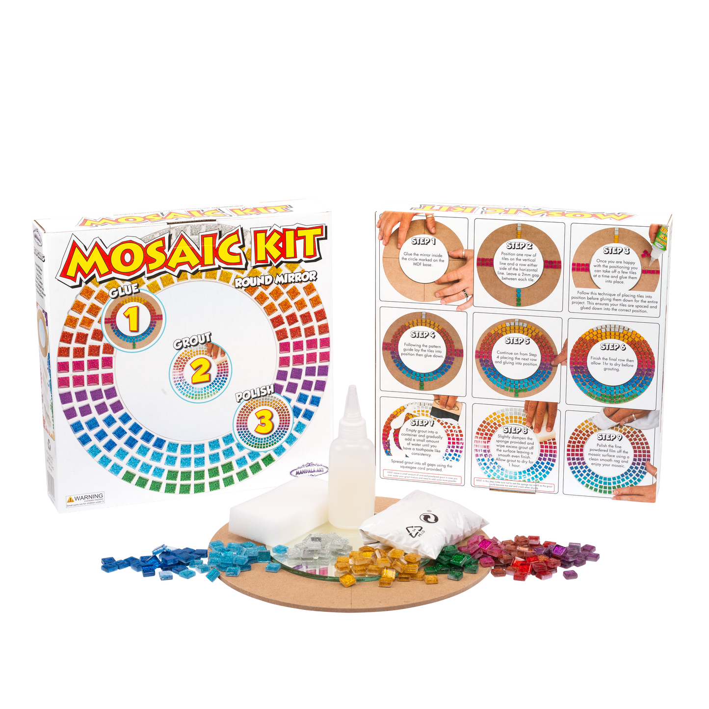 Glitter Rainbow Round Mirror Kit