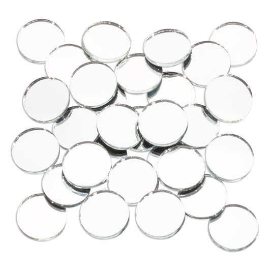 25mm Silver Round Mirror Mosaic Glass 250g