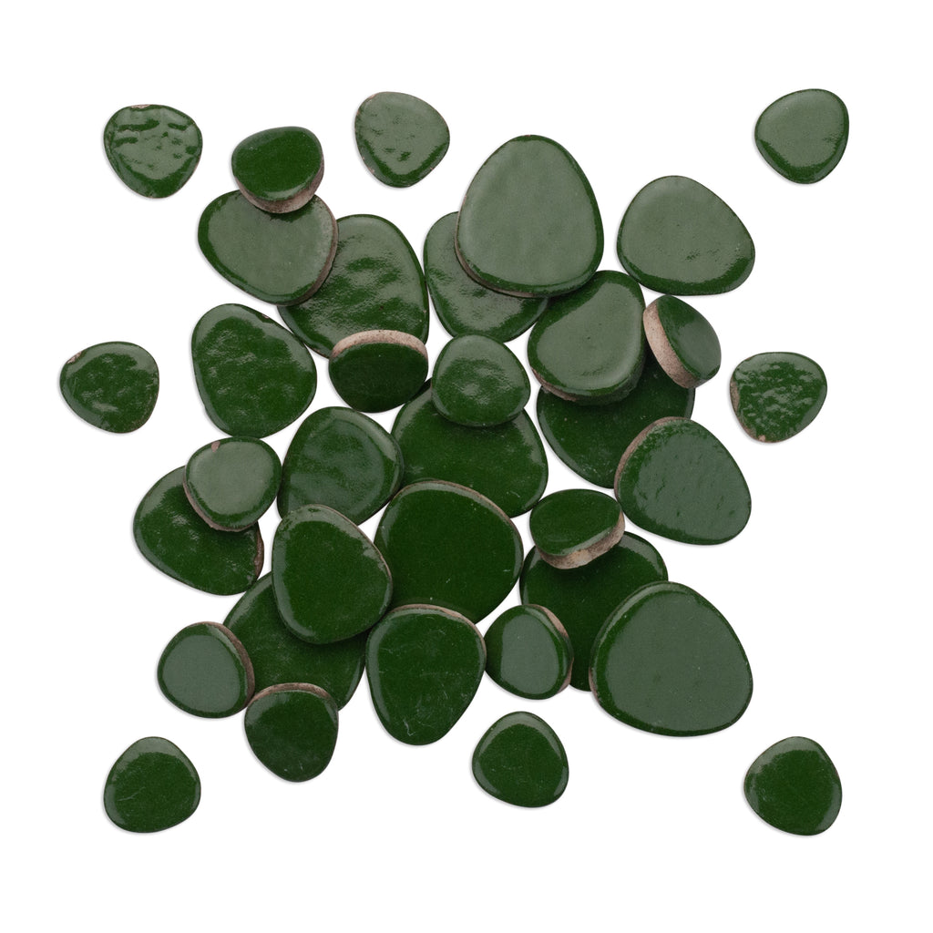 Shamrock Green Glazed Ceramic Pebble Tiles 250g