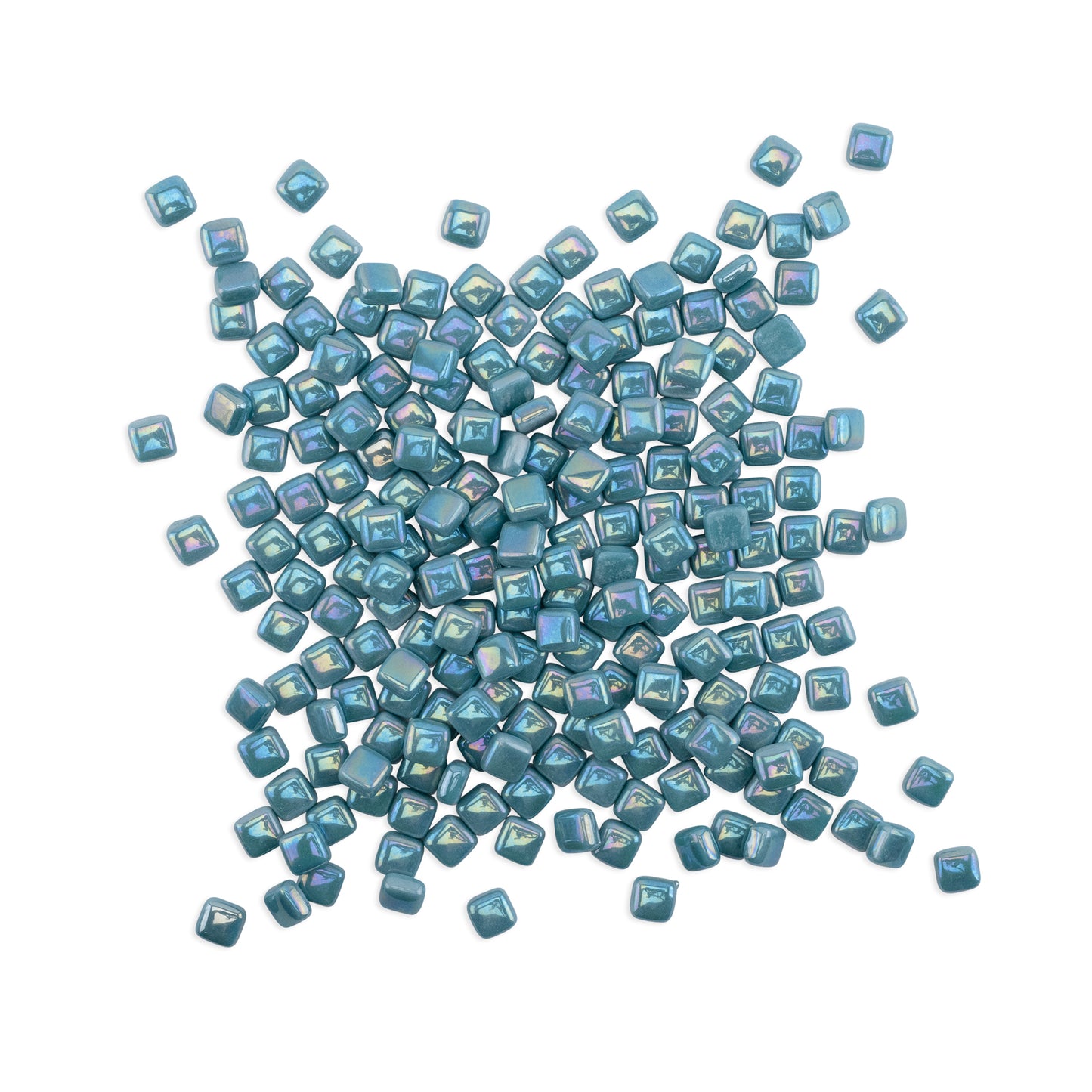 Teal Mini Iridised Glass Blocks Mosaic Tiles 250g