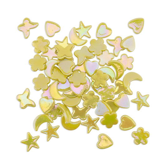 Yellow Cutie Pie Iridised Assorted Glass Shapes 250g